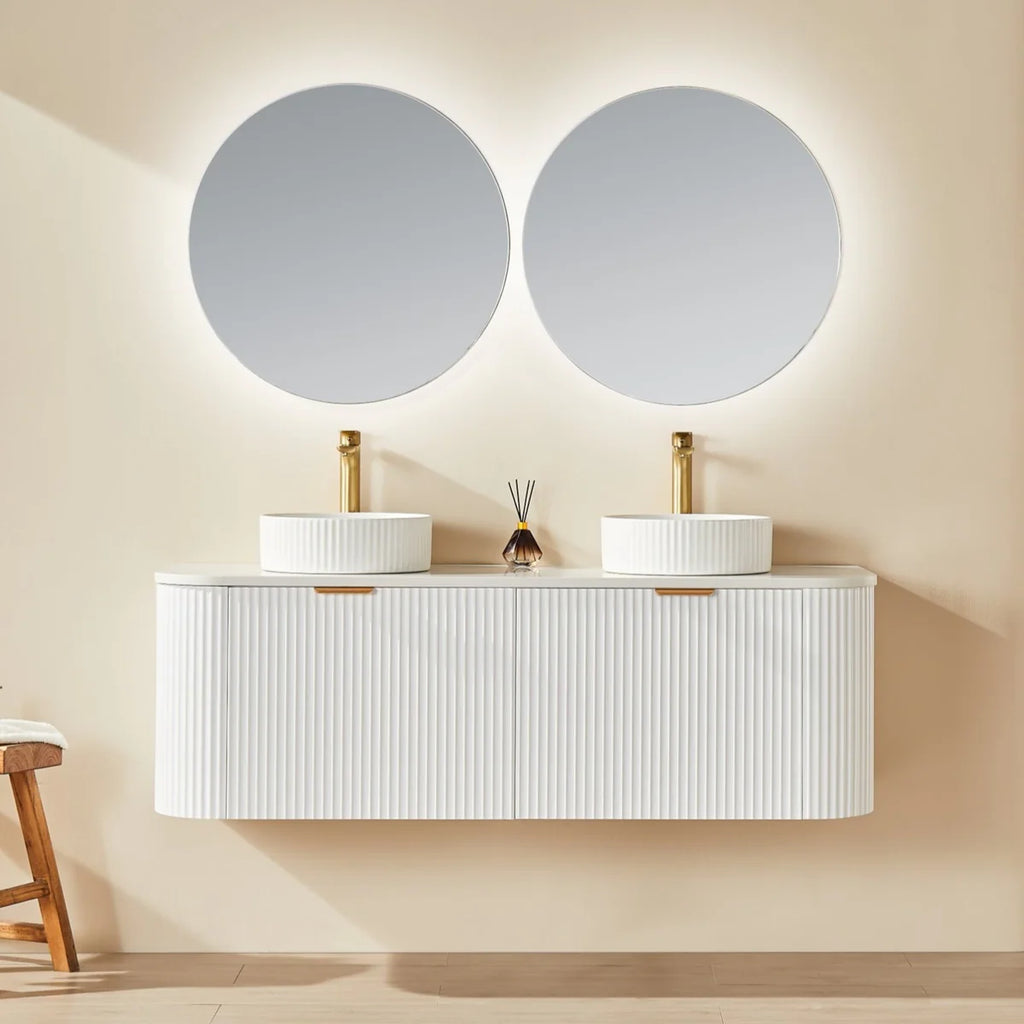 Avalon Wall Hung Vanity Double Bowl Matte White 1500mm/1800mm