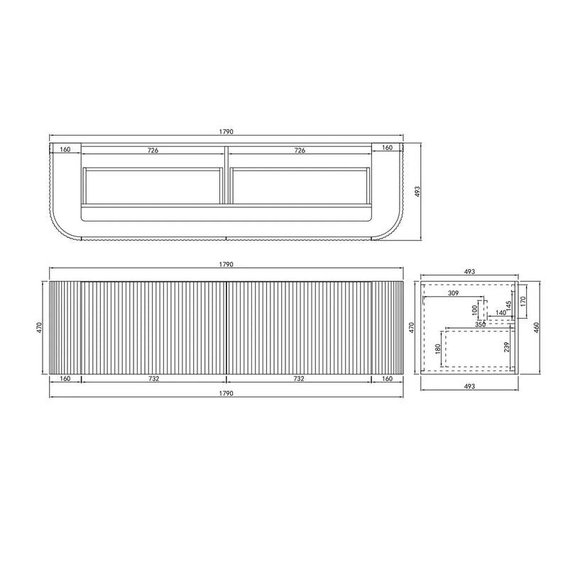 Avalon Wall Hung Vanity Double Bowl Matte White 1500mm/1800mm - FIL Kitchen Bathroom