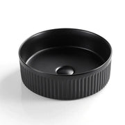 Fluted Above Counter Round Basin Matte Black 360x360x115mm - FIL Kitchen Bathroom