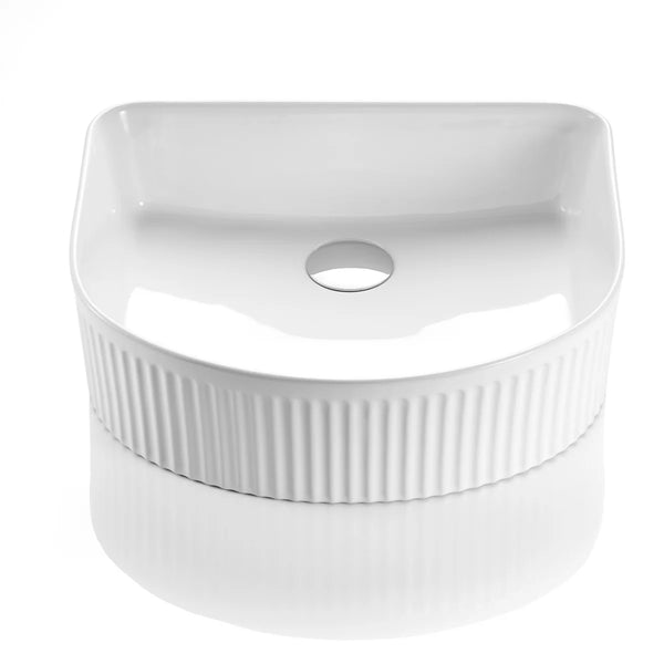 FLUTED ARCH ABOVE COUNTER BASIN GLOSS WHITE/MATTE WHITE 415x365x120MM