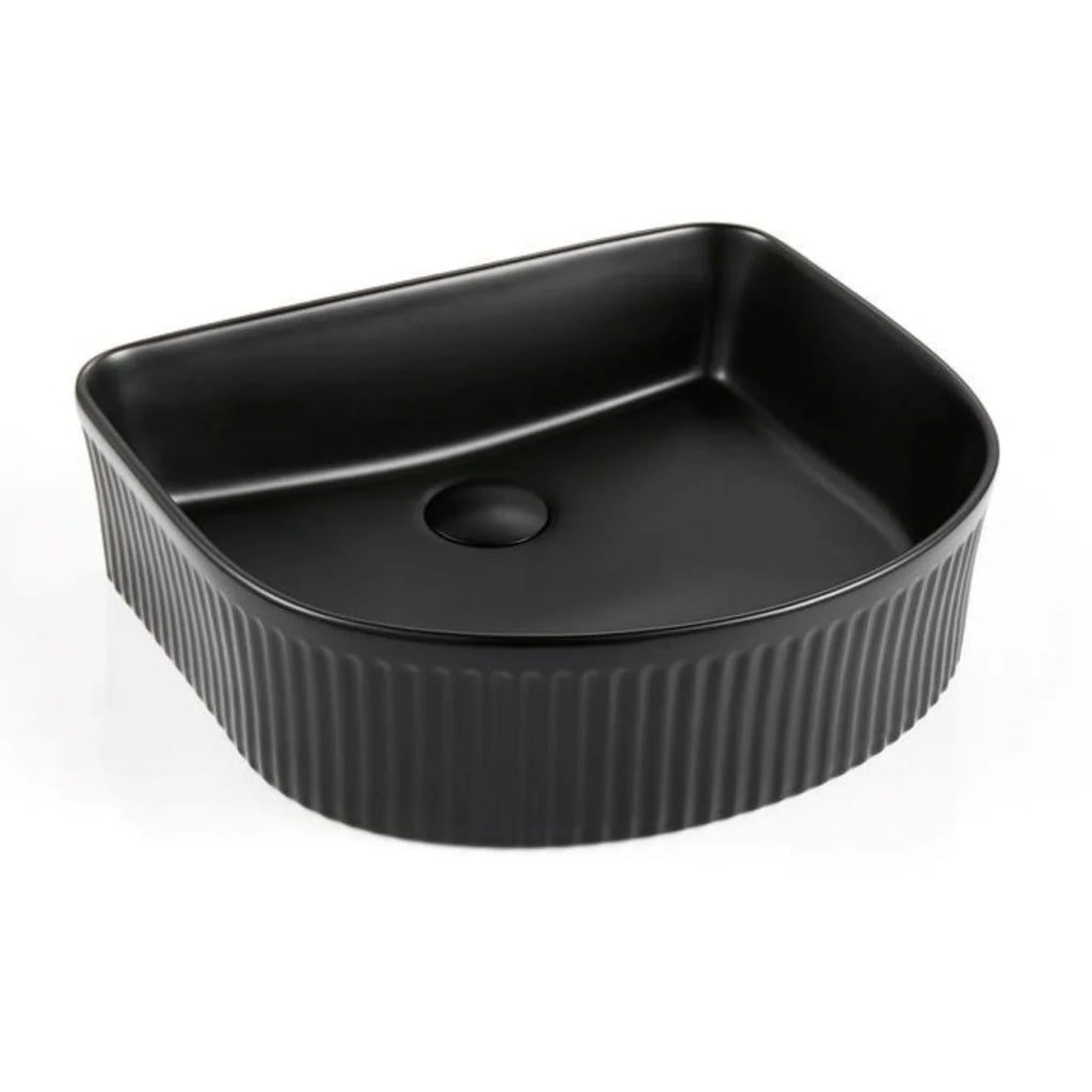 FLUTED ARCH ABOVE COUNTER BASIN MATTE BLACK 415x365x120MM