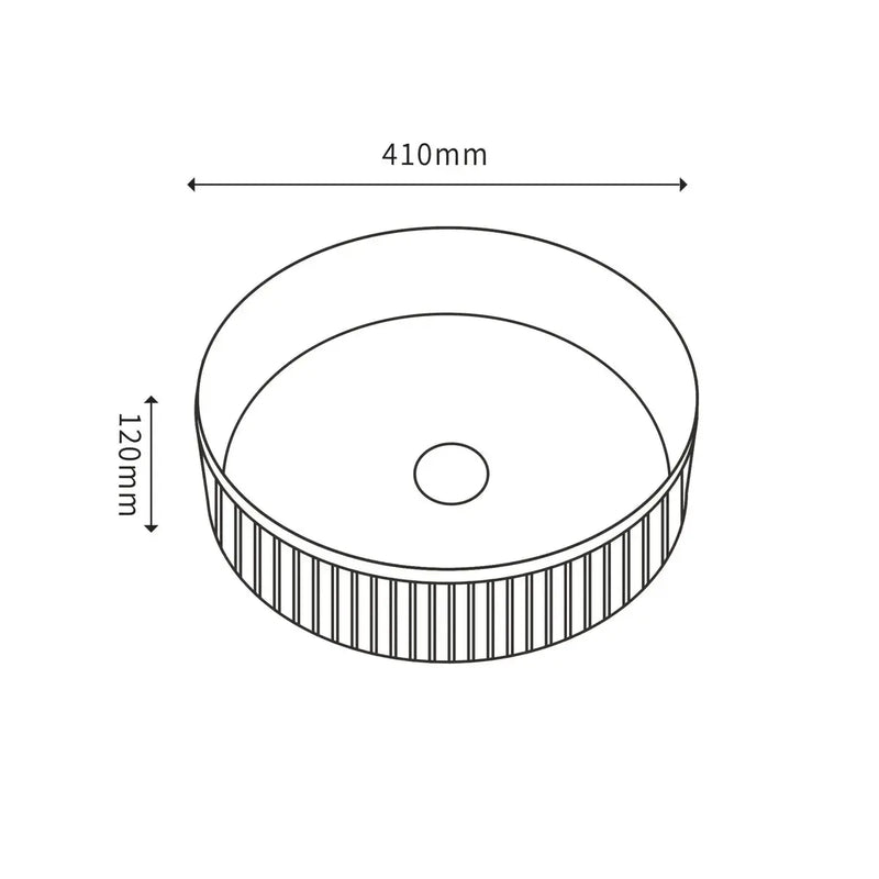 Fluted Above Counter Round Basin Matte Black 360x360x115mm - FIL Kitchen Bathroom