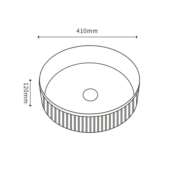 Fluted Above Counter Round Basin Matte Black 360x360x115mm