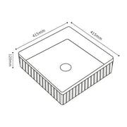 Fluted Square Above Counter Basin Matte Black 415X415X120mm - FIL Kitchen Bathroom