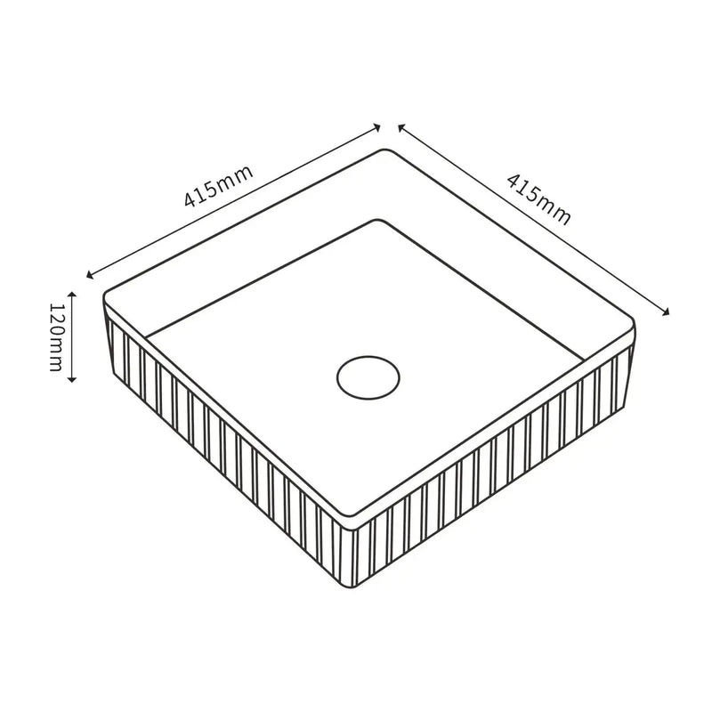 Fluted Square Above Counter Basin Matte Black 415X415X120mm - FIL Kitchen Bathroom