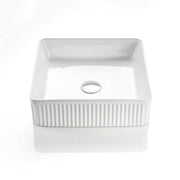 Fluted Square Above Counter Basin Gloss White/Matte White 415x415x120mm - FIL Kitchen Bathroom