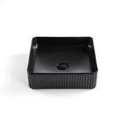 Fluted Square Above Counter Basin Matte Black 415X415X120mm - FIL Kitchen Bathroom