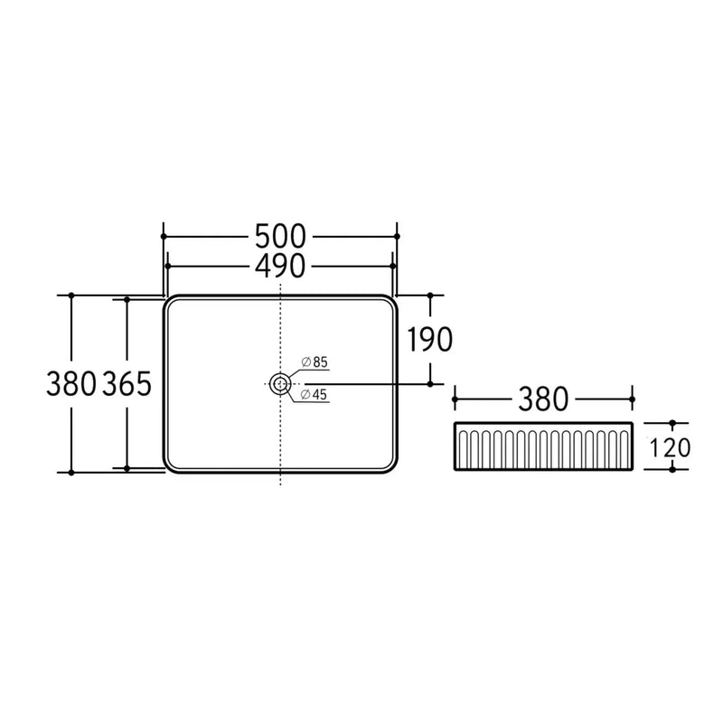 Cascade Rectangular Above Counter Basin 500mmX380mmX120mm - FIL Kitchen Bathroom