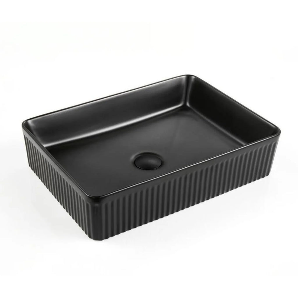 Cascade Rectangular Above Counter Basin Matte Black 500mmX380mmX120mm