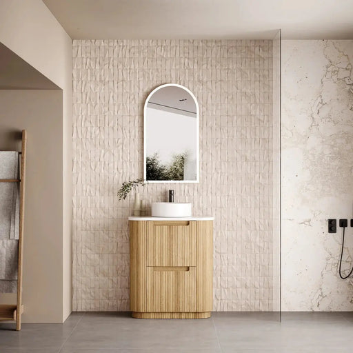 Varcelli Floor Standing Curve Vanity Harvest Oak 750mm/900mm/1200mm/150mm/1800mm - FIL Kitchen Bathroom
