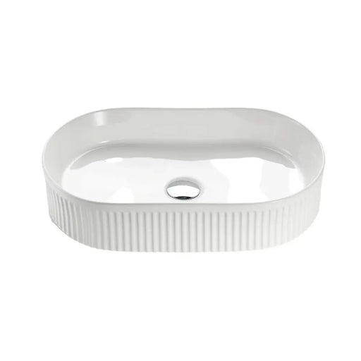Fluted Oval Above Counter Basin Gloss/Matte White 580x360x120mm - FIL Kitchen Bathroom