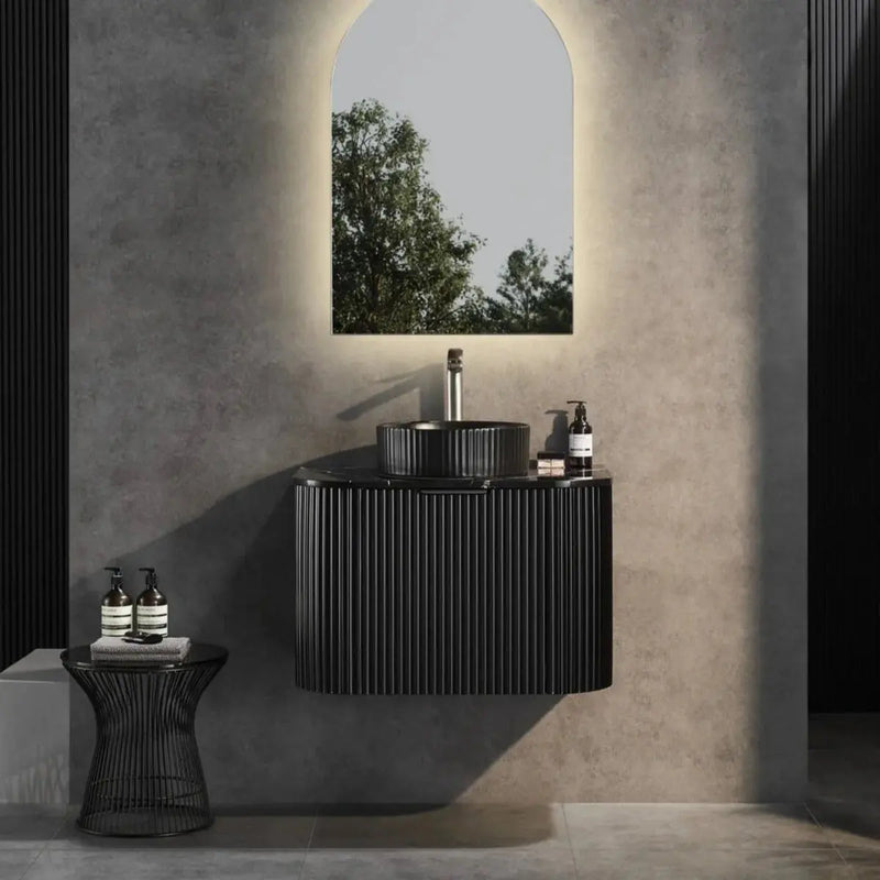 Avalon Wall Hung Vanity Single Bowl Matt Black 600mm/750mm/900mm/1200mm - FIL Kitchen Bathroom