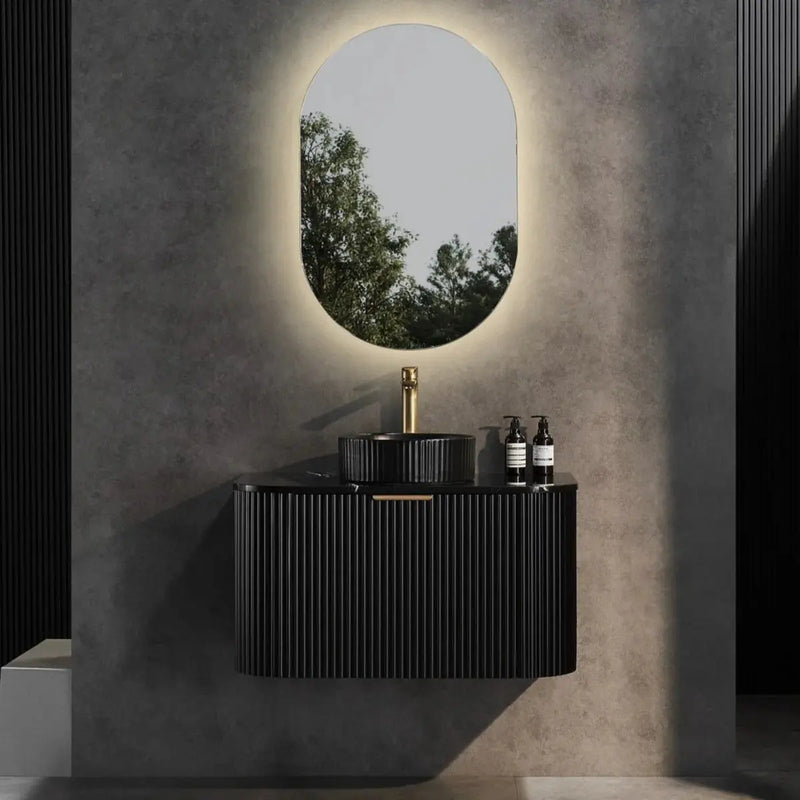 Avalon Wall Hung Vanity Single Bowl Matt Black 600mm/750mm/900mm/1200mm - FIL Kitchen Bathroom