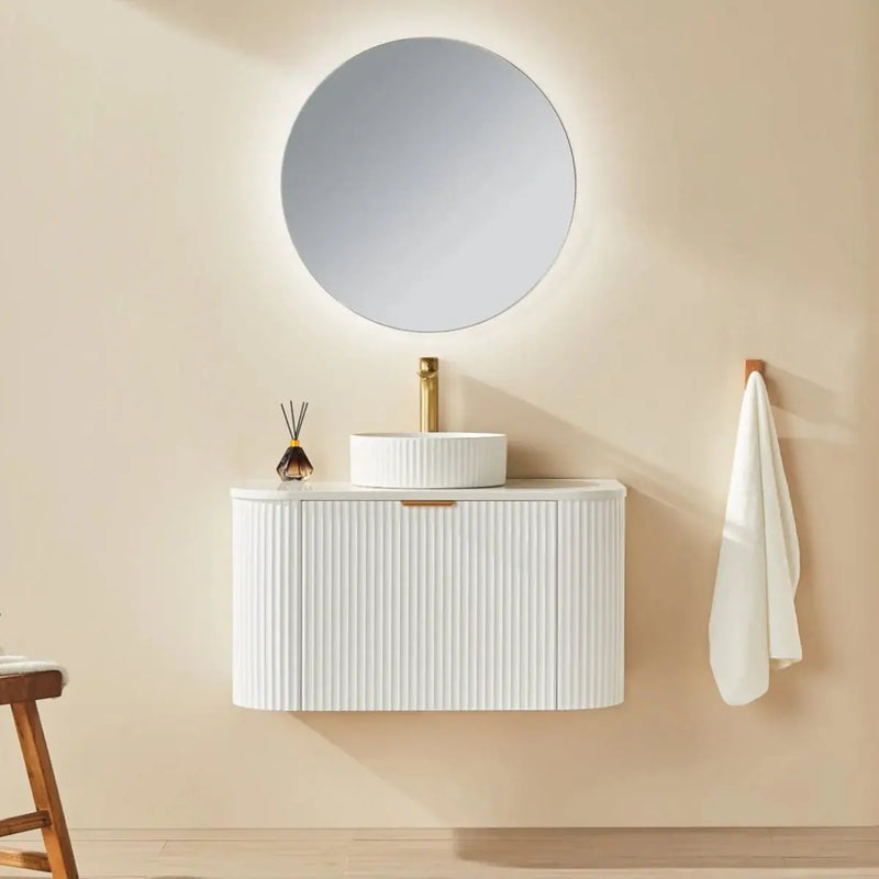 Avalon Wall Hung Vanity Single Bowl Matt White 600mm/750mm/900mm/1200mm - FIL Kitchen Bathroom