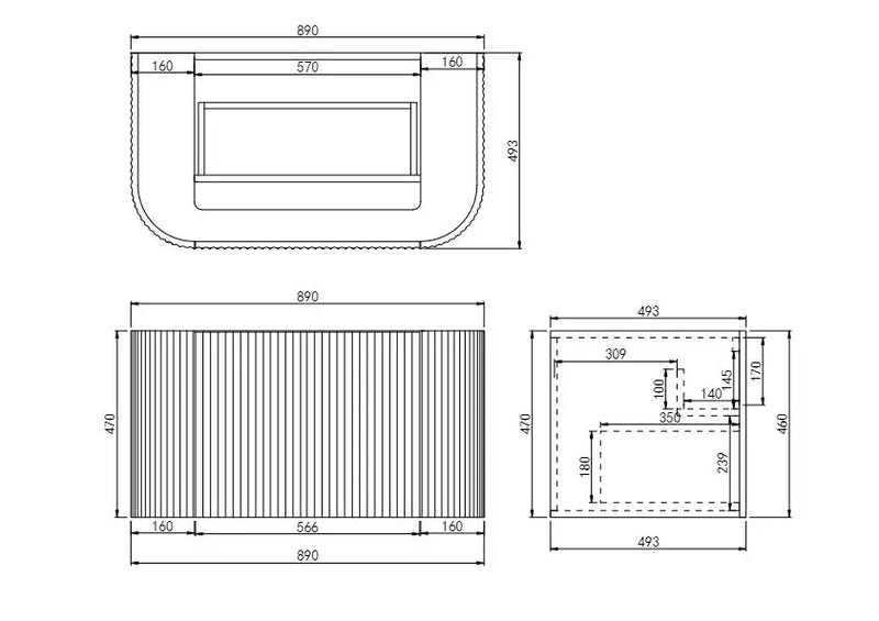 Lukka Agena Modern Fluted Cabinet (900mm) Lukka
