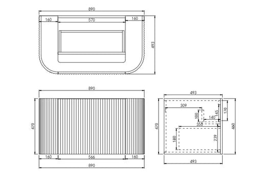 Lukka Agena Modern Fluted Cabinet (900mm) Lukka