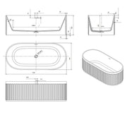 Cascade Solid Surface Stone Freestanding Bathtub Matte White (1700mm) - FIL Kitchen Bathroom