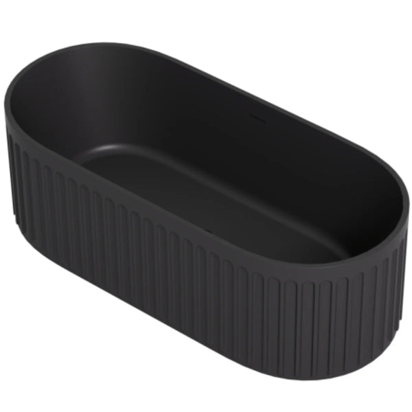 Cascade Solid Surface Stone Freestanding Bathtub Matte Black 1700mm