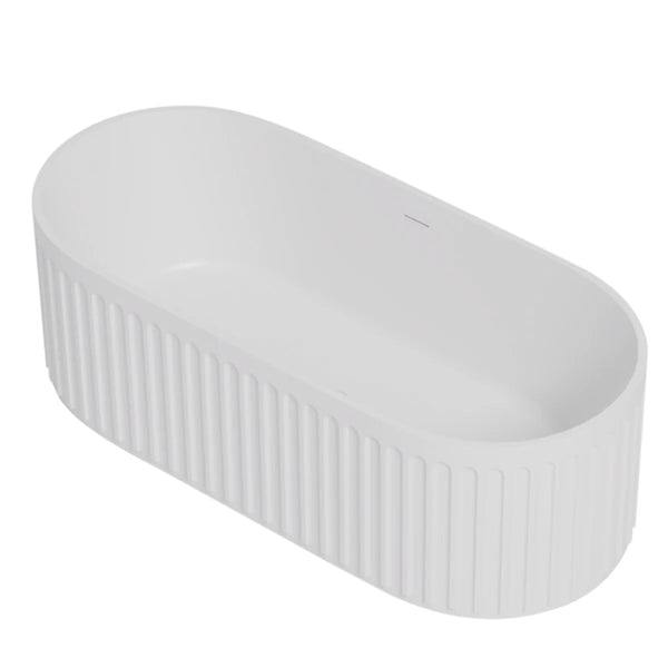 Cascade Solid Surface Stone Freestanding Bathtub Matte White (1700mm)