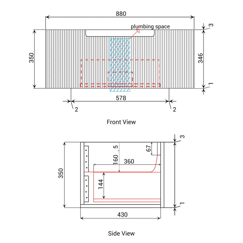 Savio Wall Hung Matte White 750mm/900mm/1200mm/1500mm/1800mm - FIL Kitchen Bathroom