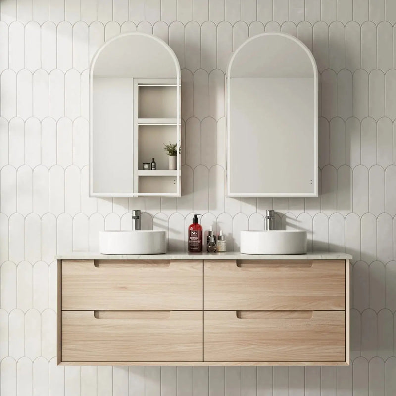 AINSLEY Wall Hung Vanity Natural Oak 600mm/750mm/900mm/1200mm/1500mm - FIL Kitchen Bathroom