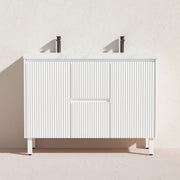 Brighton Floor Standing Vanity PVC Matte White 1200mm/1500mm(Single/Double Bowl) - FIL Kitchen Bathroom