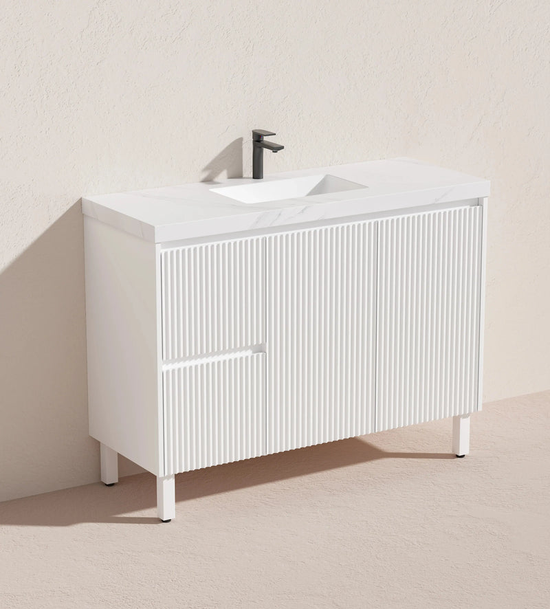 Brighton Floor Standing Vanity PVC Matte White 1200mm/1500mm(Single/Double Bowl) - FIL Kitchen Bathroom