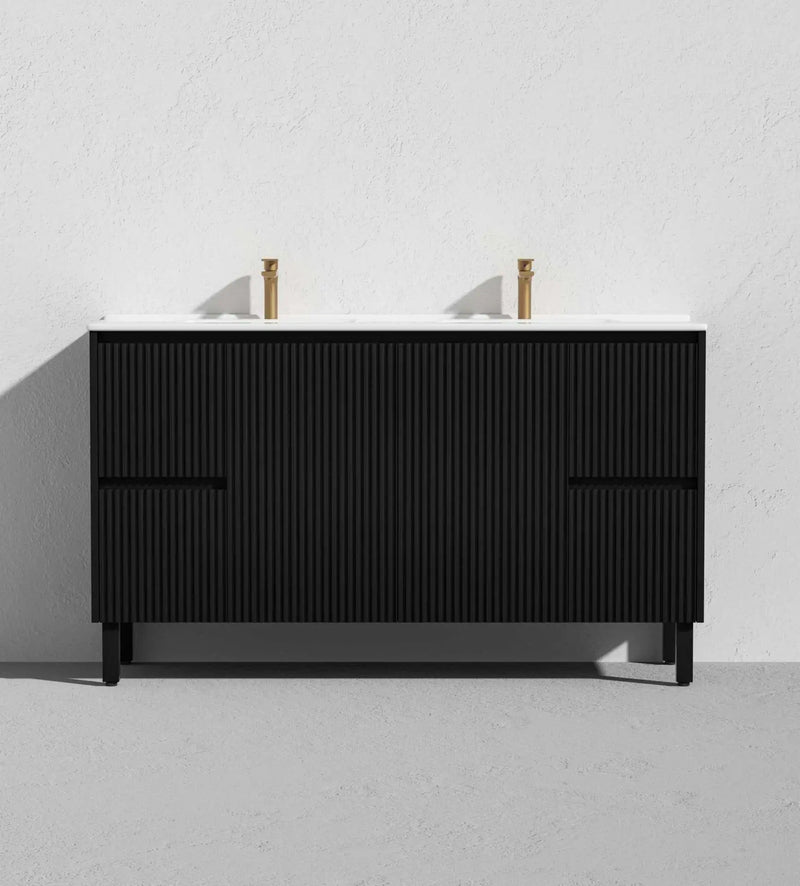 Brighton Floor Standing Vanity PVC Matte Black 600mm/750mm/900mm CETO