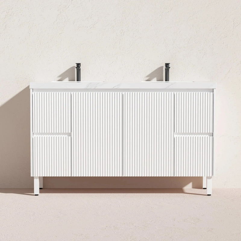 Brighton Floor Standing Vanity PVC Matte White 1200mm/1500mm(Single/Double Bowl) - FIL Kitchen Bathroom