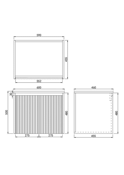 Brindabella Wall-Hung PVC Fluted Vanity (600mm) POSEIDON