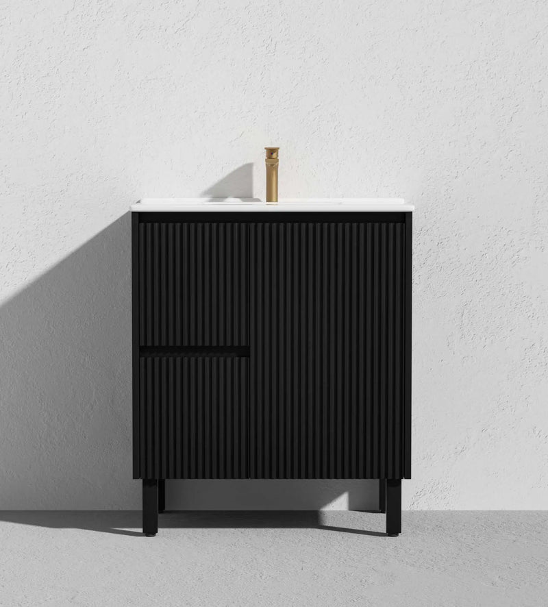 Brighton Floor Standing Vanity PVC Matte Black 600mm/750mm/900mm CETO
