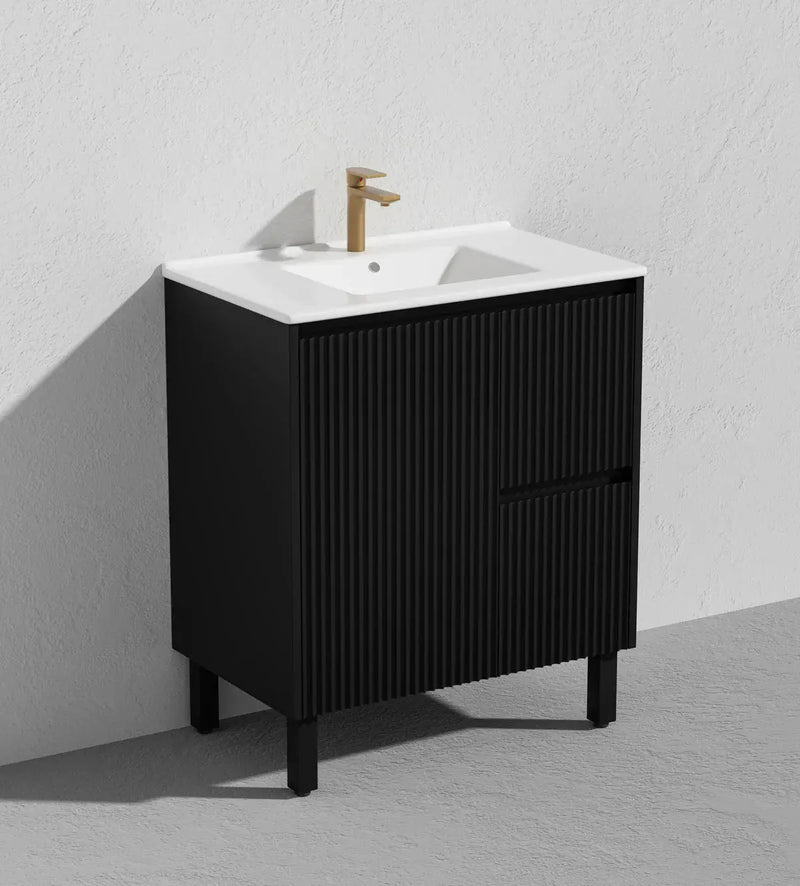 Brighton Floor Standing Vanity PVC Matte Black 600mm/750mm/900mm CETO