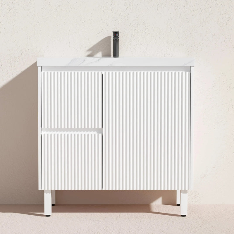 Brighton Floor Standing Vanity PVC Matte White 600mm/750mm/900mm - FIL Kitchen Bathroom