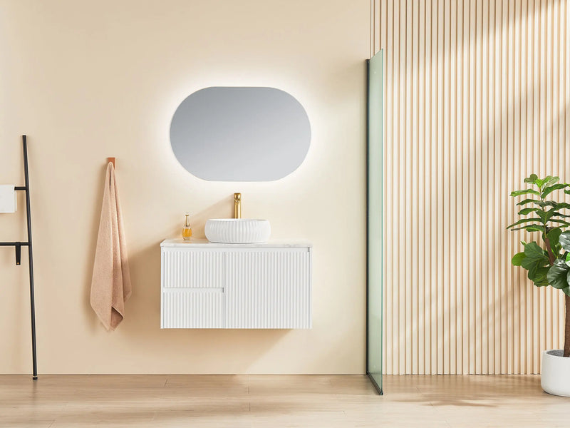Brindabella Wall-Hung PVC Fluted Vanity Matte White(900mm) POSEIDON