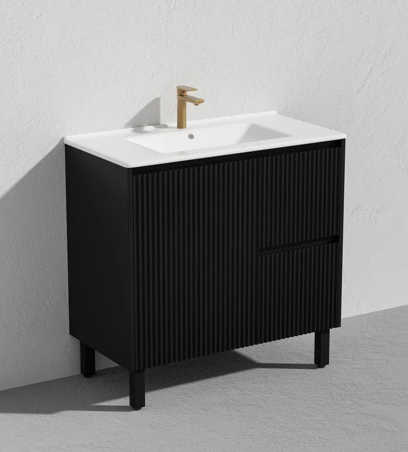Brighton Floor Standing Vanity PVC Matte Black 600mm/750mm/900mm CETO