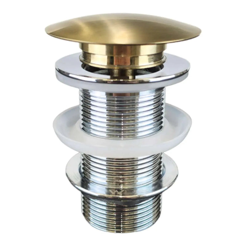 32/40mm Chrome Solid Brass Basin Pop-Up Waste with Metal Cap - Brushed Gold (No Overflow)