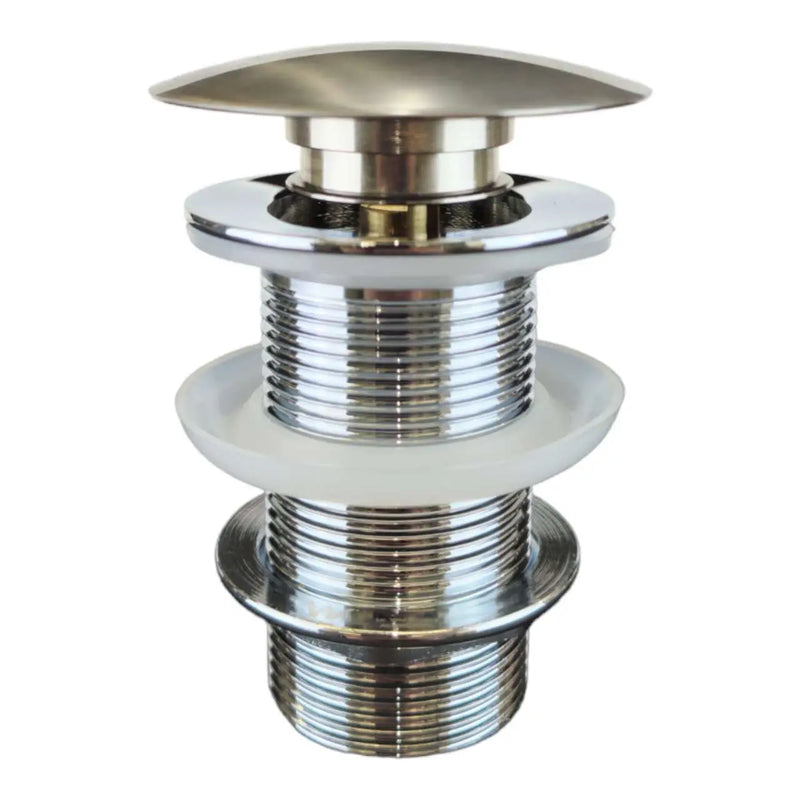 32/40mm Chrome Solid Brass Basin Pop-Up Waste with Metal Cap - Brushed Nickel (No Overflow)