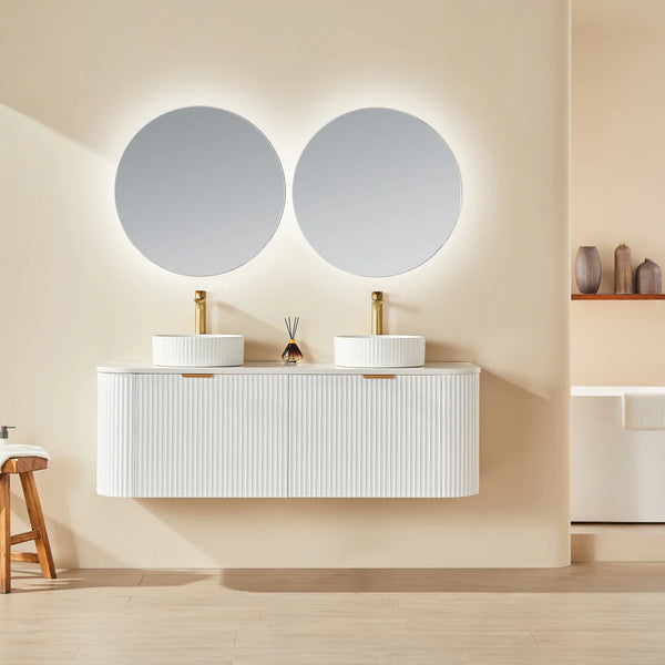 Avalon Wall Hung Vanity Double Bowl Matte White 1500mm/1800mm