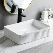 Lukka Crete Fluted Fine Ceramic Above Counter Basin (400/500mm) Lukka