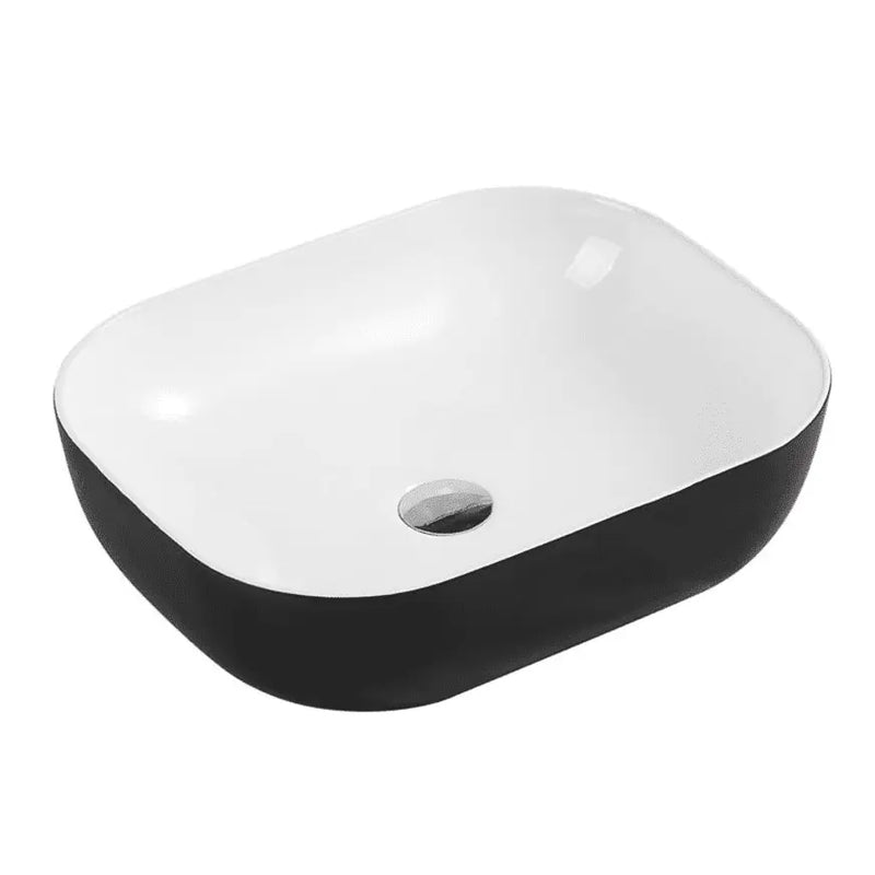 Chur 43 Counter-top Round-edged Square Basin - Black & White mercioaustralia