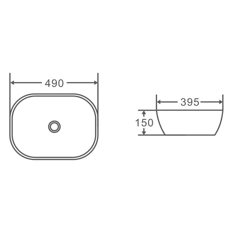 Chur 43 Counter-top Round-edged Square Basin - Matt Black mercioaustralia