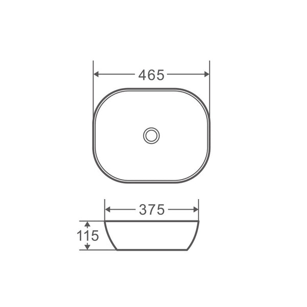 Chur 46 465X375X115mm Above Counter Basin