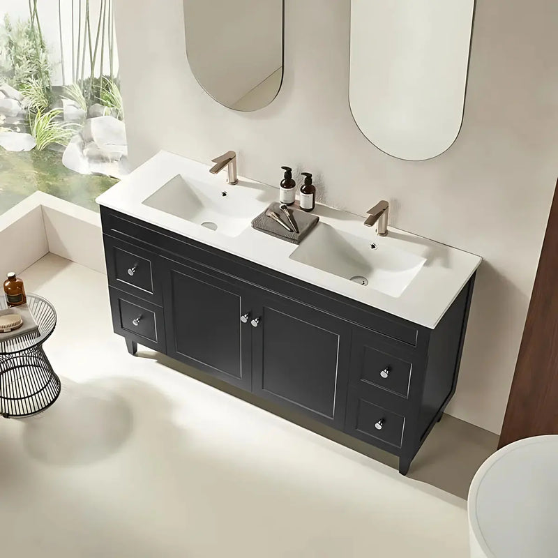 Harrington Floor Standing Vanity PVC Matte Black 1200mm/1500mm(Single/Double Bowl) - FIL Kitchen Bathroom