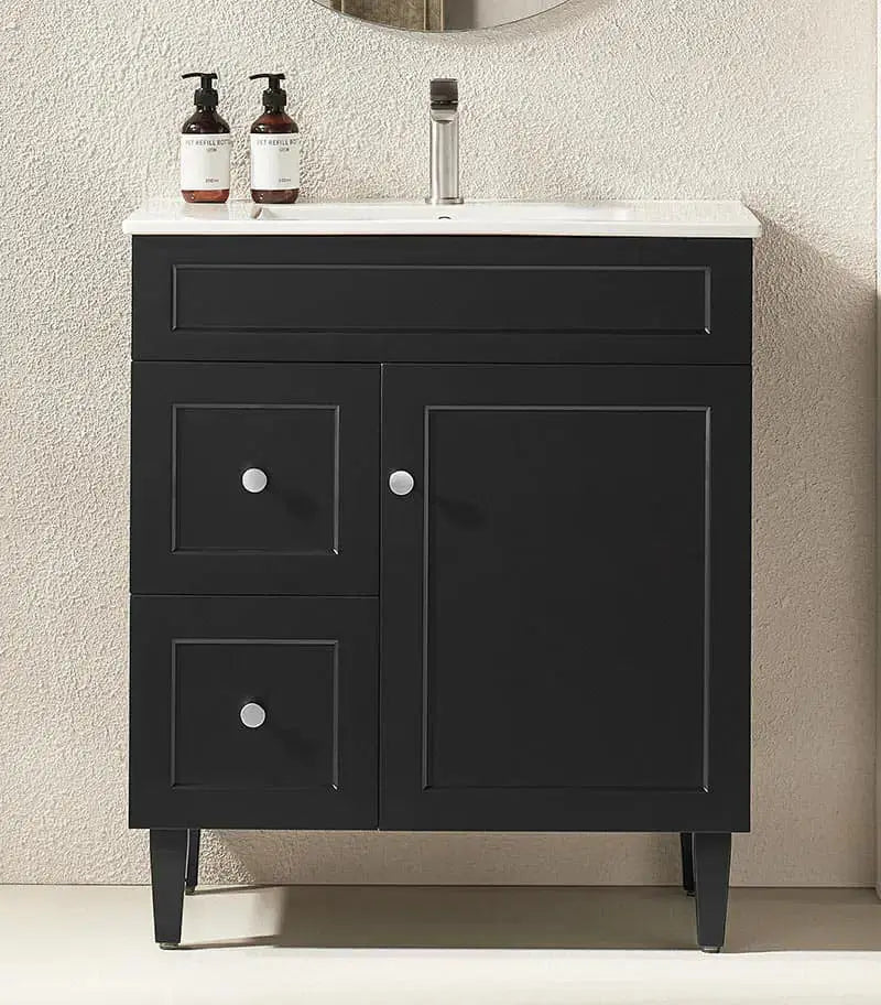 Harrington Floor Standing Vanity PVC Matte Black 600mm/750mm/900mm CETO