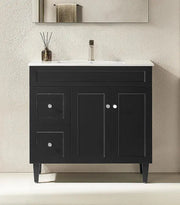 Harrington Floor Standing Vanity PVC Matte Black 600mm/750mm/900mm CETO
