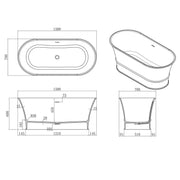 Harrington Solid Surface Stone Bathtub Matte White 1500mm/1700mm - FIL Kitchen Bathroom