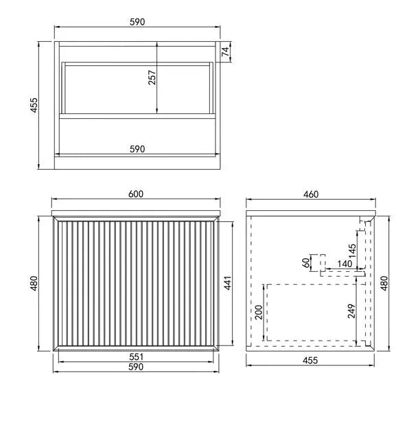 Kliff Modern Wall Hung PVC Cabinet Matte Black LK-MK600W-MB