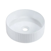 Cora 36 Counter-Top Fluted Round Basin- Gloss White mercioaustralia