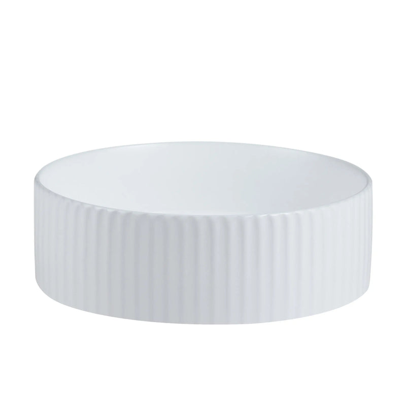 Cora 36 Counter-Top Fluted Round Basin- Gloss White mercioaustralia
