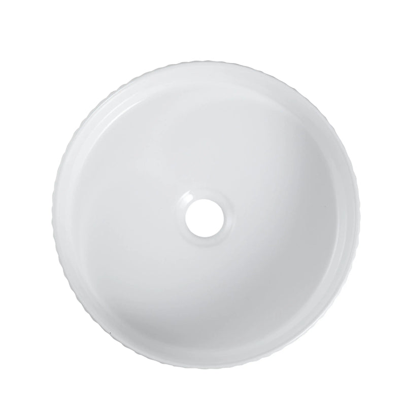 Cora 36 Counter-Top Fluted Round Basin- Gloss White mercioaustralia